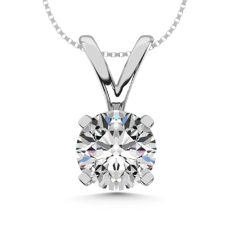 Women’s minimalist silver necklace-14K White Gold Lab Grown Diamond  1 1/2 Ct.Tw. Solitaire Pendant