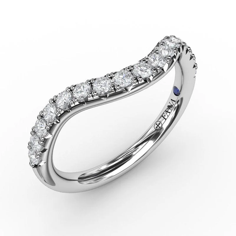 Women’s brilliant diamond engagement ring-French Pave Set Contour Diamond Band W7235