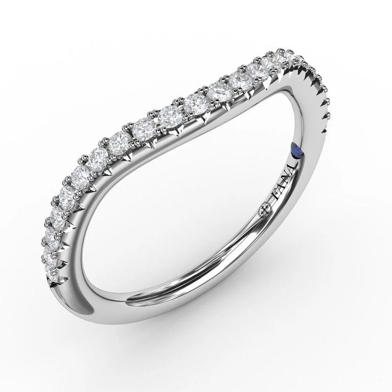 Women’s mixed metal engagement ring-French Pave Set Contour Diamond Band W7228