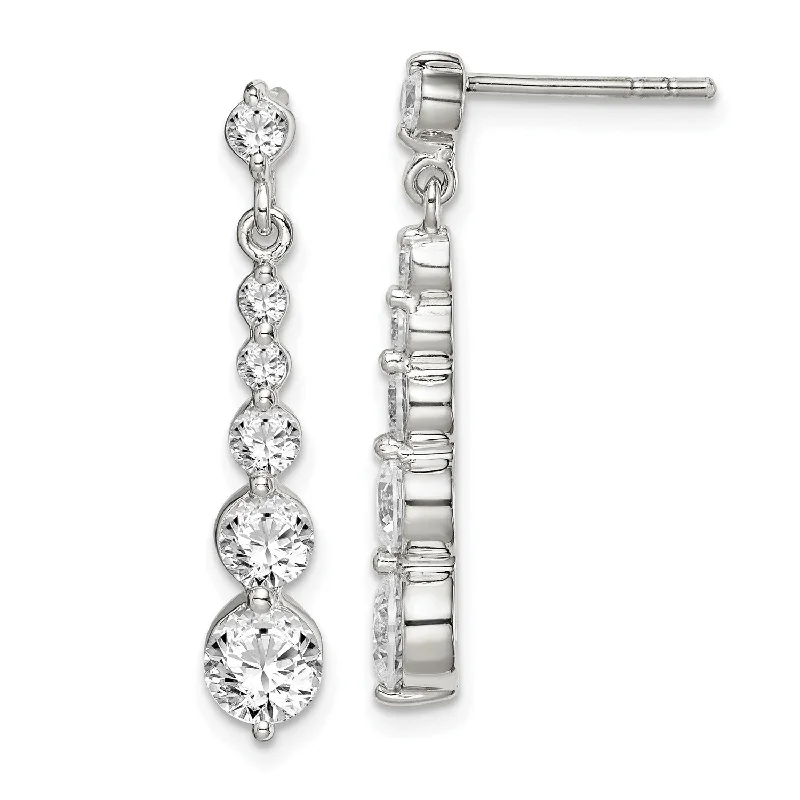 Women’s dangling gemstone earrings-Sterling Silver Cubic Zirconia Earrings