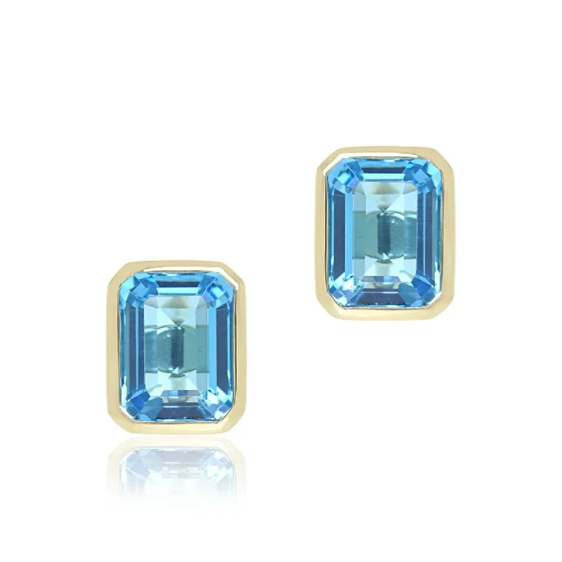 Women’s hammered gold earrings-Newport Earrings in Swiss Blue Topaz