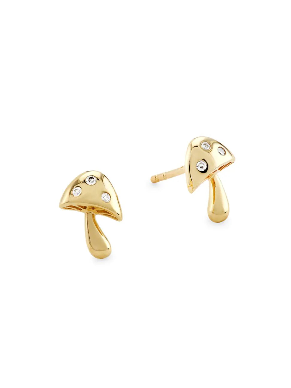 Women’s hammered gold earrings-Diamond and Mushroom Studs