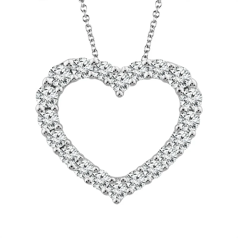 Women’s layered pendant necklace-14k White Gold 0.75ctw Diamond Heart Pendant