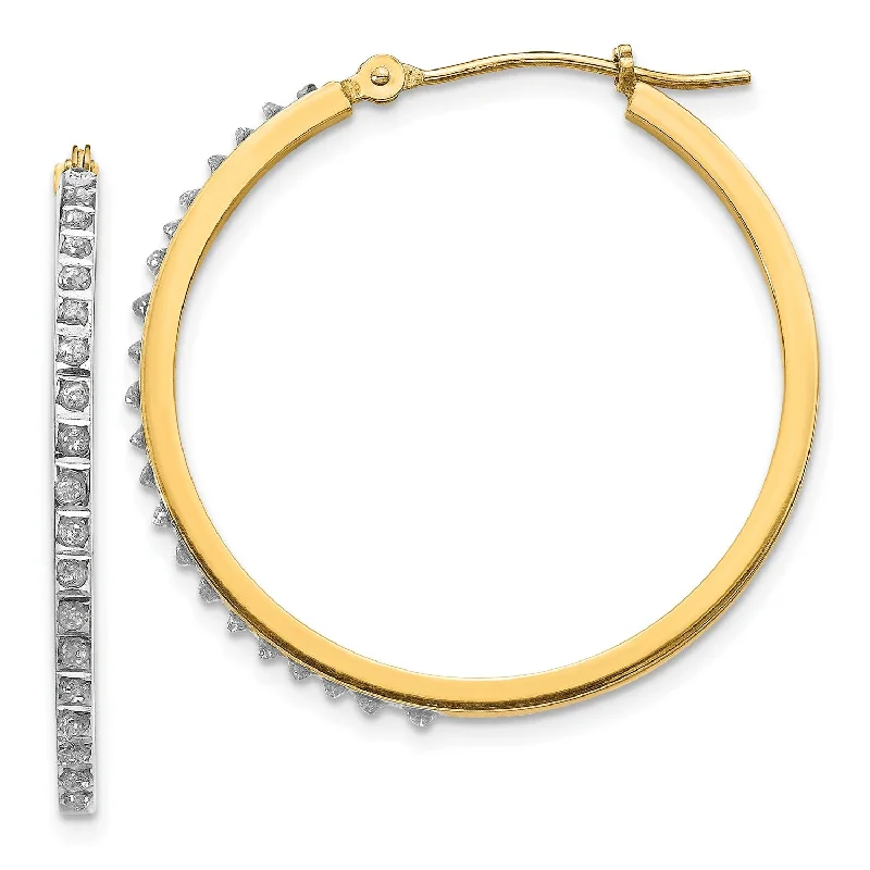 Women’s fashion stud earrings-Diamond Fascination Hinged Diamond Accent Hoop Earrings in 14KT Yellow Gold