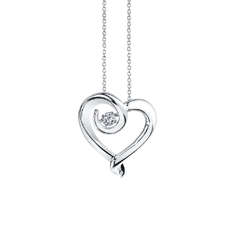 Women’s long necklace-1/10 Ctw Diamond Heart Pendant in Sterling Silver