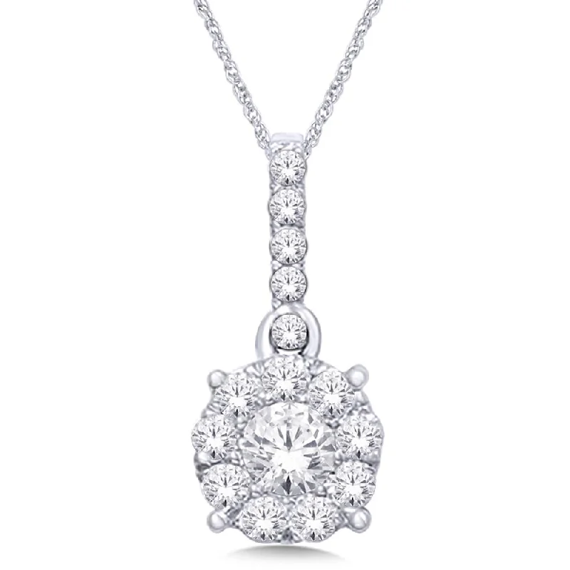 Women’s family necklace-14K White Gold 1/2 Ct.Tw. Diamond Fashion Pendant