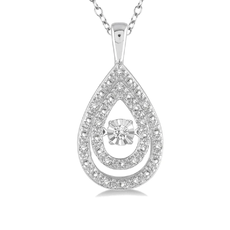 Women’s minimalist silver necklace-1/10 Ctw Rhythm of Love Diamond Pendant