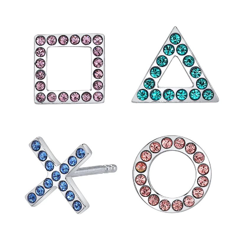 Women’s chunky earrings-PlayStation X RockLove PLAYSTATION Crystal Shapes Stud Earrings