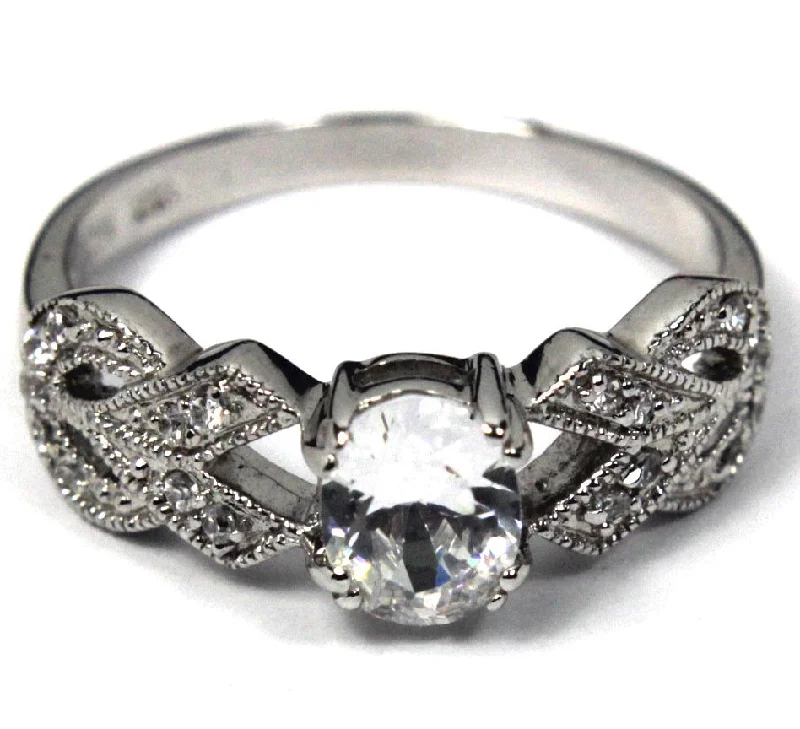 Women’s luxurious engagement ring design-Sterling Silver Diamond Zirconia Size 10.5