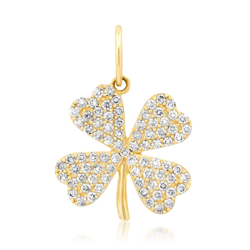 Women’s pendant necklace-DIAMOND CLOVER PENDANT, 14kt GOLD