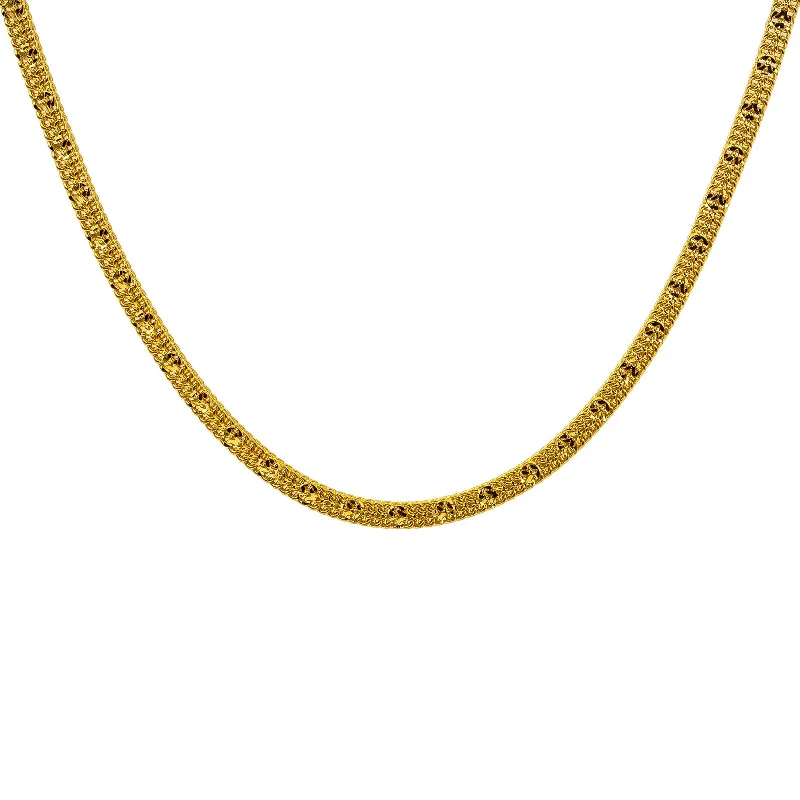 Women’s romantic necklace-22K Yellow Gold Men's Chain W/ Cubed Curb Link