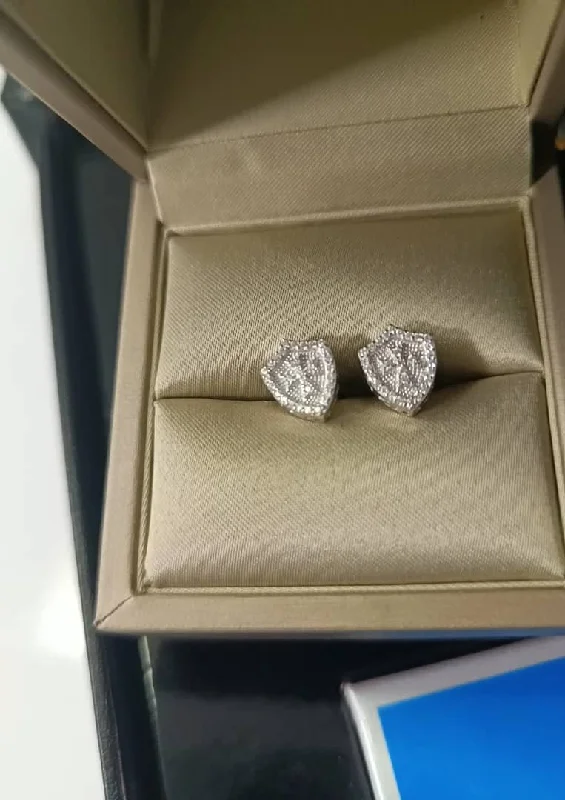 Women’s cubic zirconia earrings-0.005ct Shield Moissanite Earrings in 925 Sterling Silver