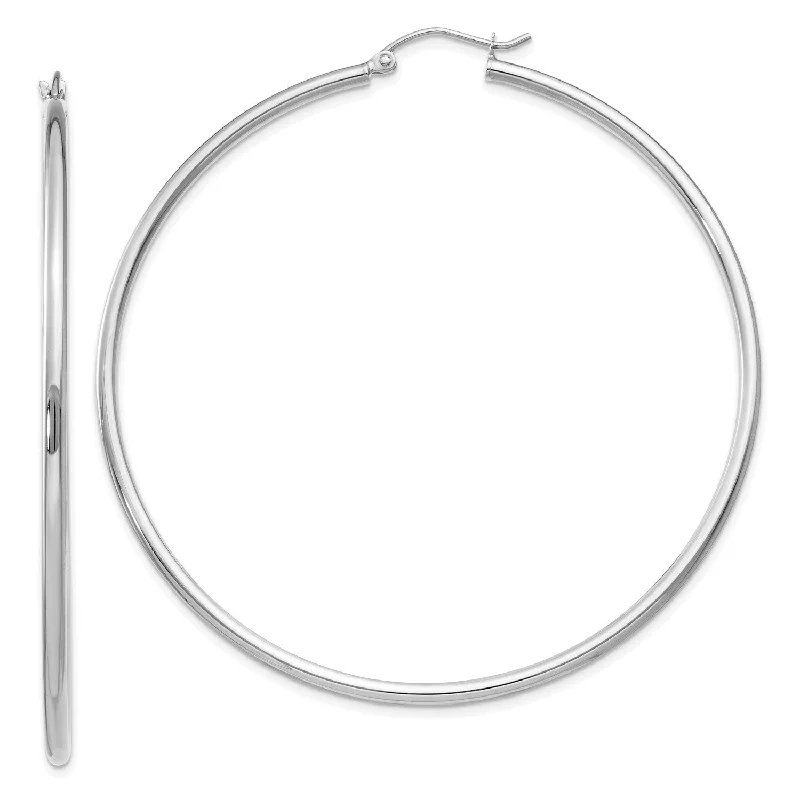 Women’s delicate hoop earrings-10KT White Gold 56X2MM Hoop Earrings