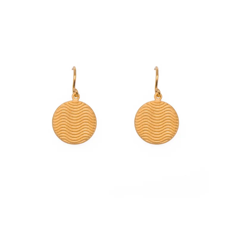 Women’s infinity earrings-Serenity Disk Wire Earrings 24K Gold Vermeil