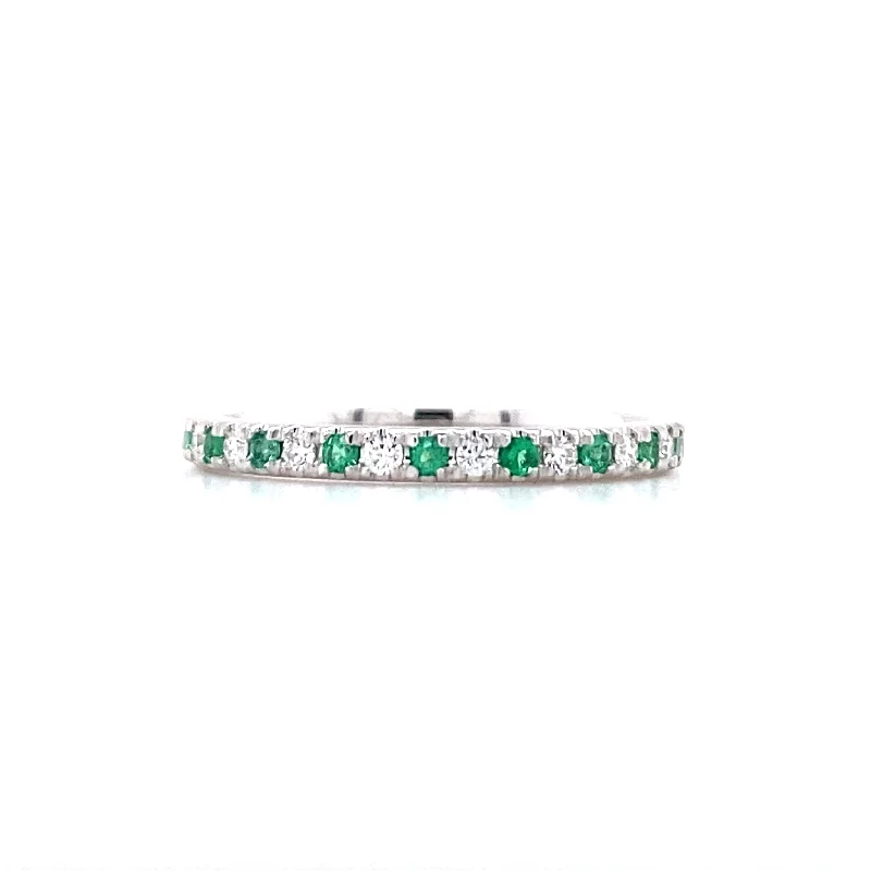 Women’s diamond engagement ring-1/4ctw Emerald and Diamond Band in White Gold by B&C