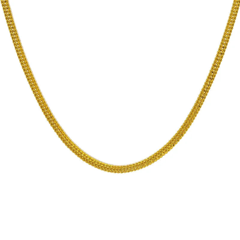 Women’s long chain necklace-22K Yellow Gold Men's Chain W/ Braided Curb Link