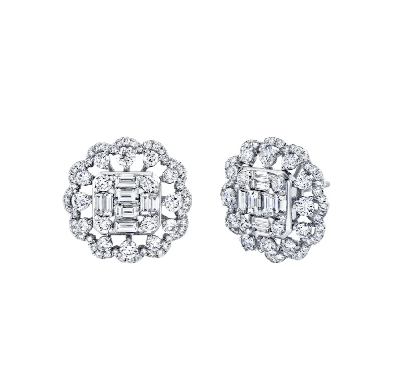 Women’s cubic zirconia earrings-Diamond Statement Studs