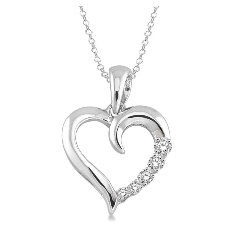 Women’s crystal necklace-1/50 Ctw Single Cut Diamond Heart Shape Diamond Pendant in Sterling Silver with Chain