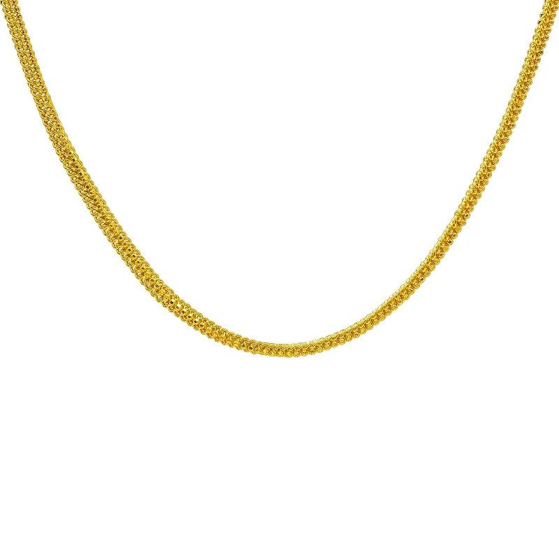 Women’s minimalist necklace-22K Yellow Gold Men's Chain W/ Gold Ball & Double Curb Link, 22"