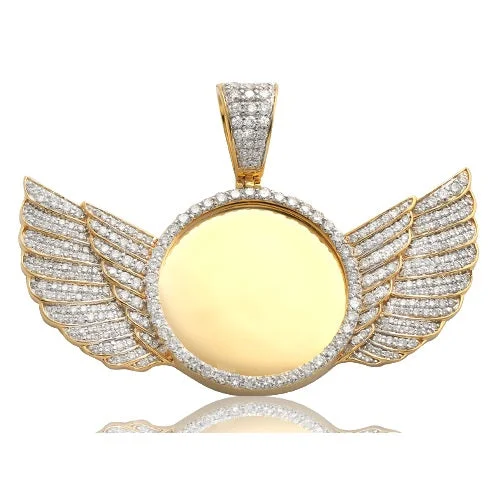 Women’s art nouveau necklace-10K 2.55CTW DIAMOND MEMORY PENDANT WITH WINGS