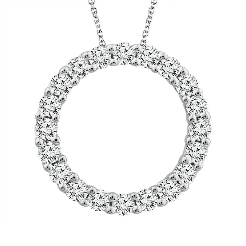 Women’s three-layered necklace-14k White Gold 0.75ctw Diamond Circle Pendant