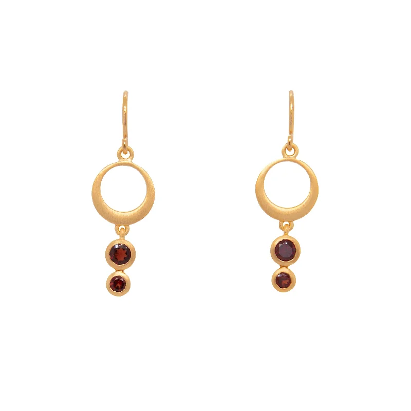 Women’s playful earrings-Strength Single Circle Wire Earrings 24K Gold Vermeil in Various Gemstones