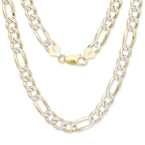 Women’s chic pendant necklace-Better Jewelry Figaro Chain Two-Toned 14K Gold over .925 Sterling Silver