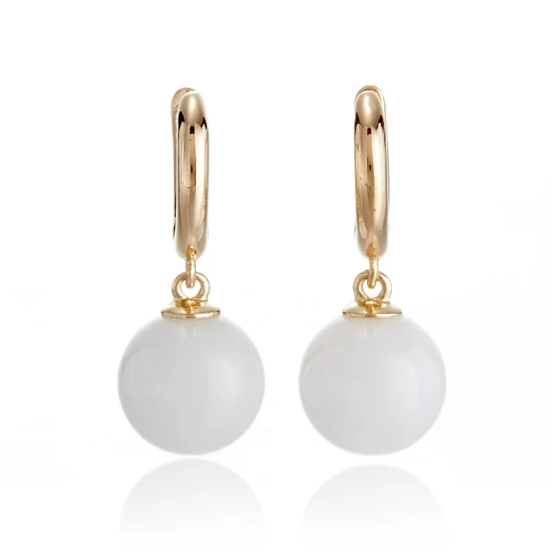 Women’s stacked earrings-Soho Earrings in White Jade