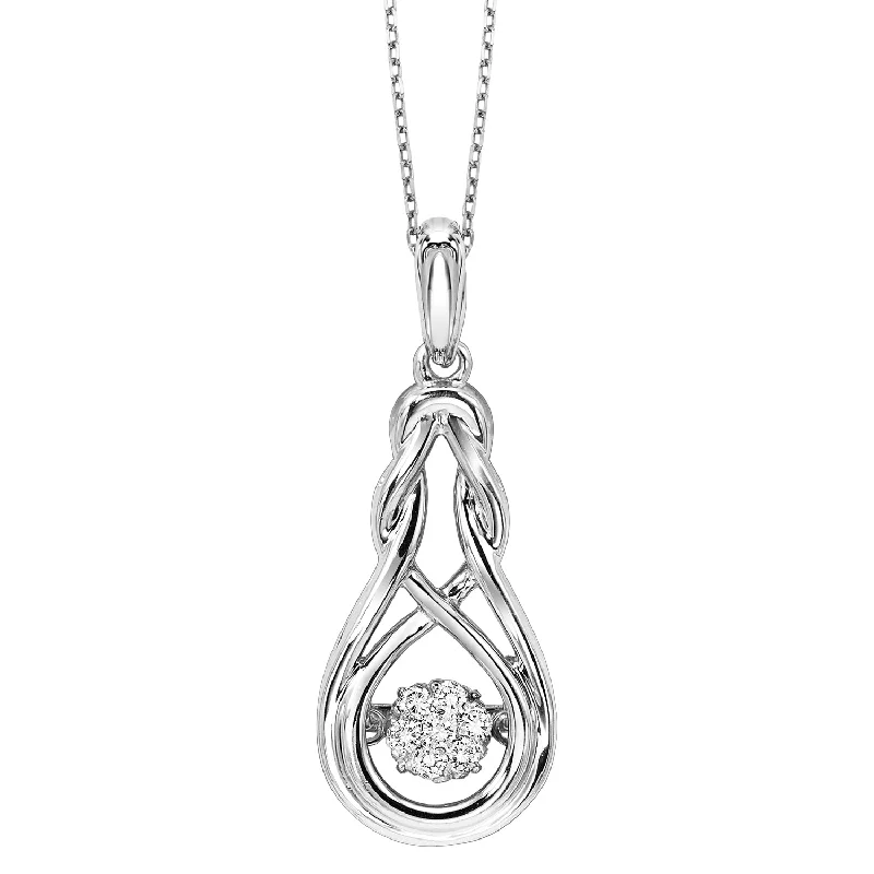 Women’s blue sapphire necklace-Sterling Silver 0.08 Ctw Rhythm of Love Diamond Pendant