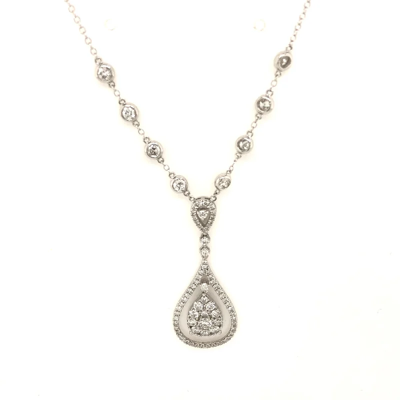 Women’s crystal necklace-14k White Gold 2.00ctw Diamond Pear Shape Pendant