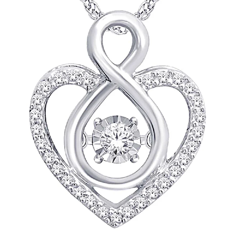 Women’s birthstone pendant necklace-10K White Gold 1/6 Ct.Tw. Moving Diamond Heart Pendant