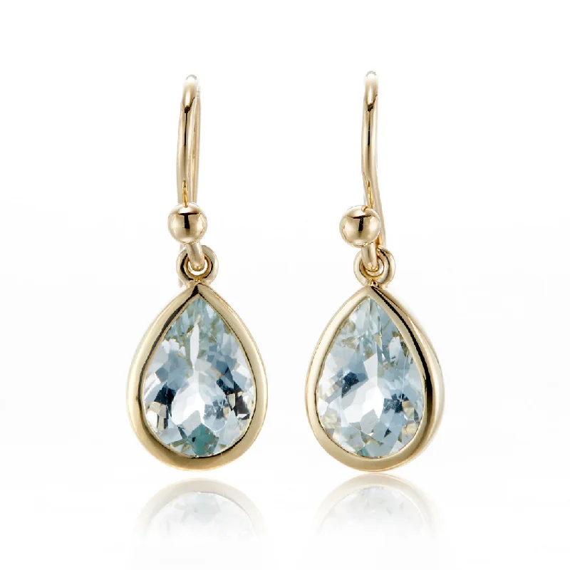 Women’s birthstone earrings-Teardrop Earrings in Aquamarines