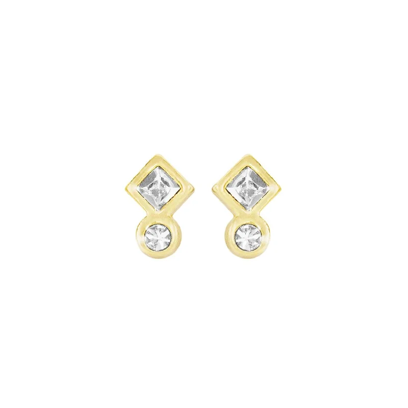 Women’s wedding hoop earrings-Geo Mini Studs