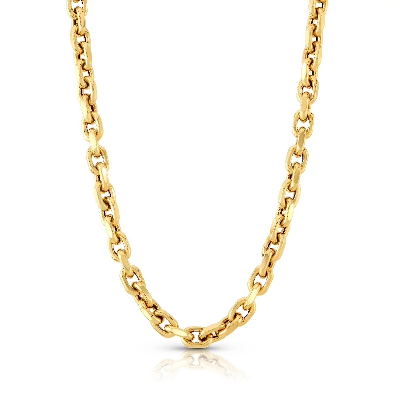 Women’s mixed-metal necklace-FACETED OVAL LINK CHAIN 16", 14kt Gold