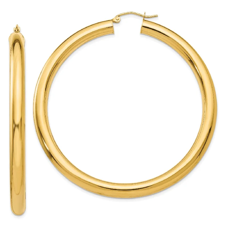 Women’s stackable earrings-14KT Yellow Gold 60X5MM Hoop Earrings