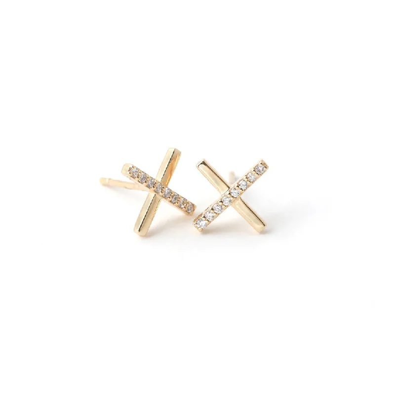 Women’s diamond stud earrings-'X Marks the Spot' Diamond Earrings