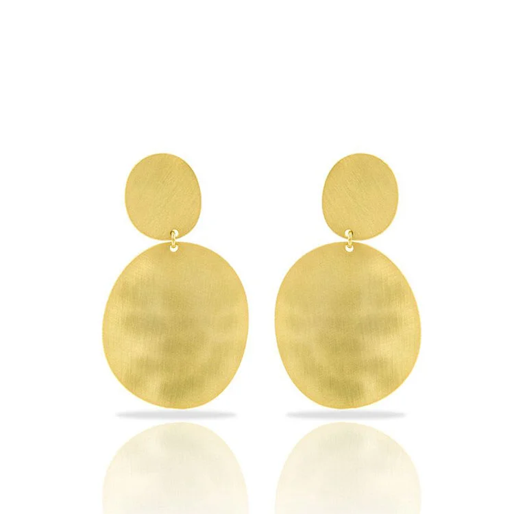 Women’s fashion earrings-RAS Round Zen Gold Earrings