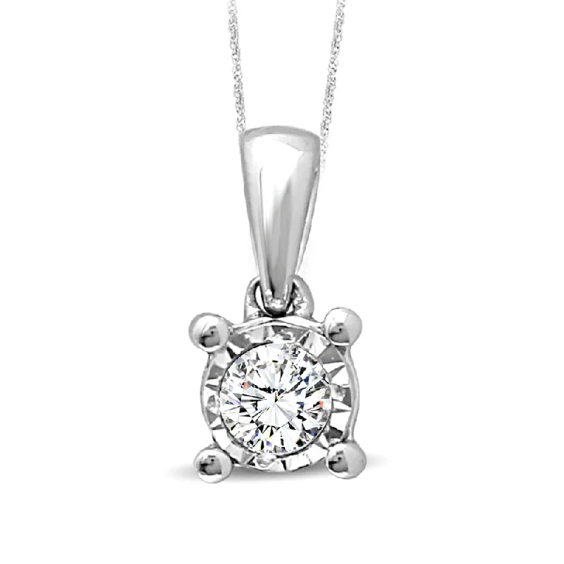 Women’s anniversary necklace-10K White Gold 1/20 Ct.Tw.Diamond Solitaire Pendant