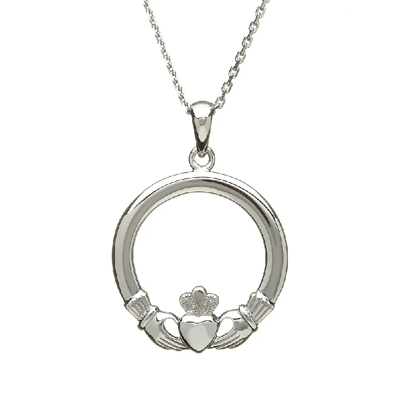 Women’s butterfly pendant necklace-Sterling Silver Claddagh Pendant with Chain - ANU1101