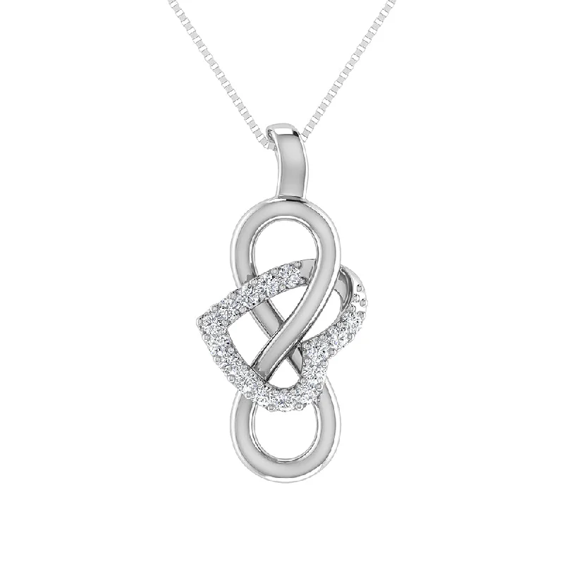 Women’s pendant necklace-10K White Gold 1/8 Ct.Tw. Diamond Heart & Infinity Pendant