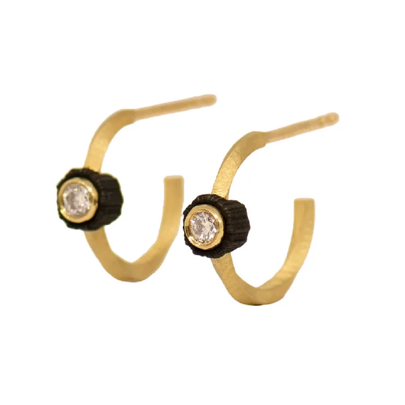 Women’s fashion stud earrings-Twist Diamond Hoop Earrings