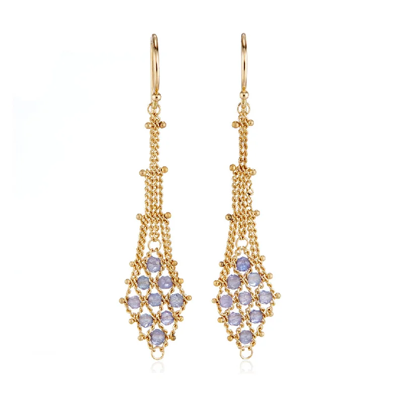 Women’s fashion earrings-Tanzanite Suspended Lattice Earrings