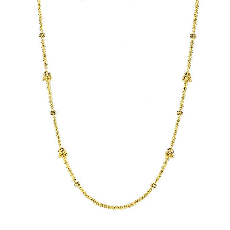 Women’s birthstone pendant necklace-22K Yellow Gold Chain W/ Gold Balls & Enamel Hand Paint