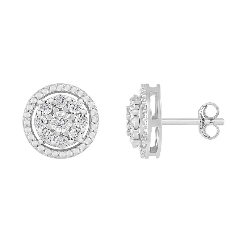 Women’s intricate design earrings-1/10 CTW Diamond Circle Stud Earrings in Sterling Silver