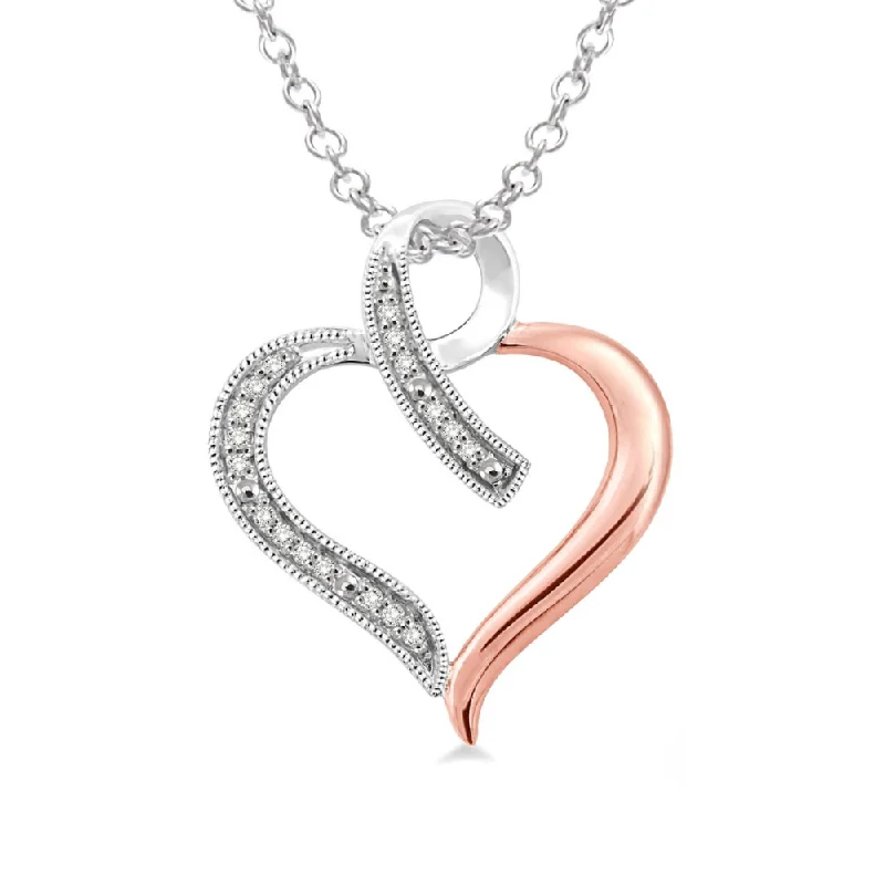 Women’s ruby necklace-1/20 Ctw Single Cut Diamond Heart Pendant in Sterling Silver with Chain