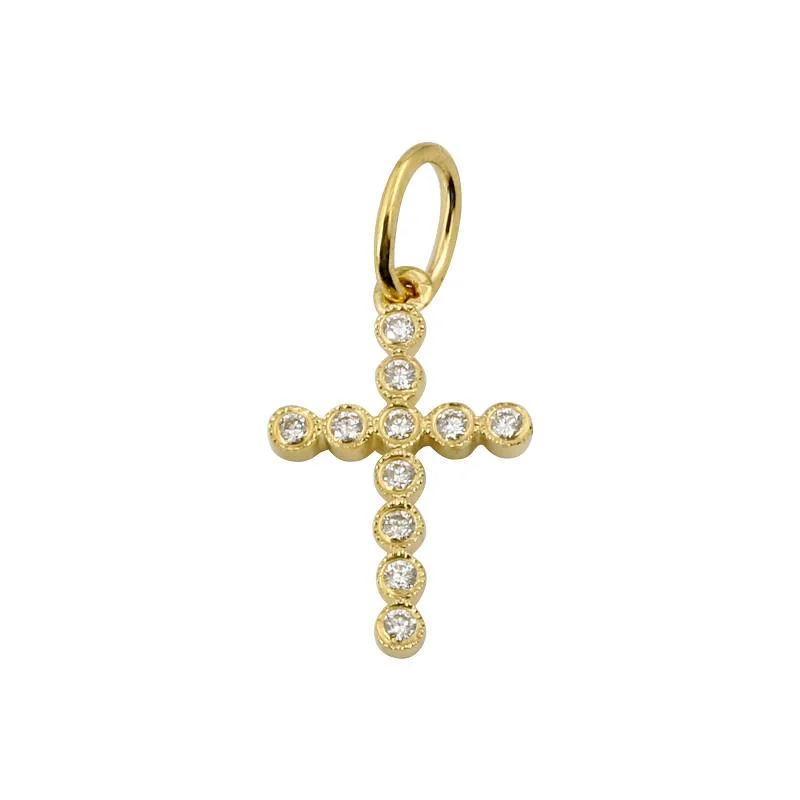 Women’s nameplate necklace-14k Yellow Gold Diamond Bezel Cross Pendant