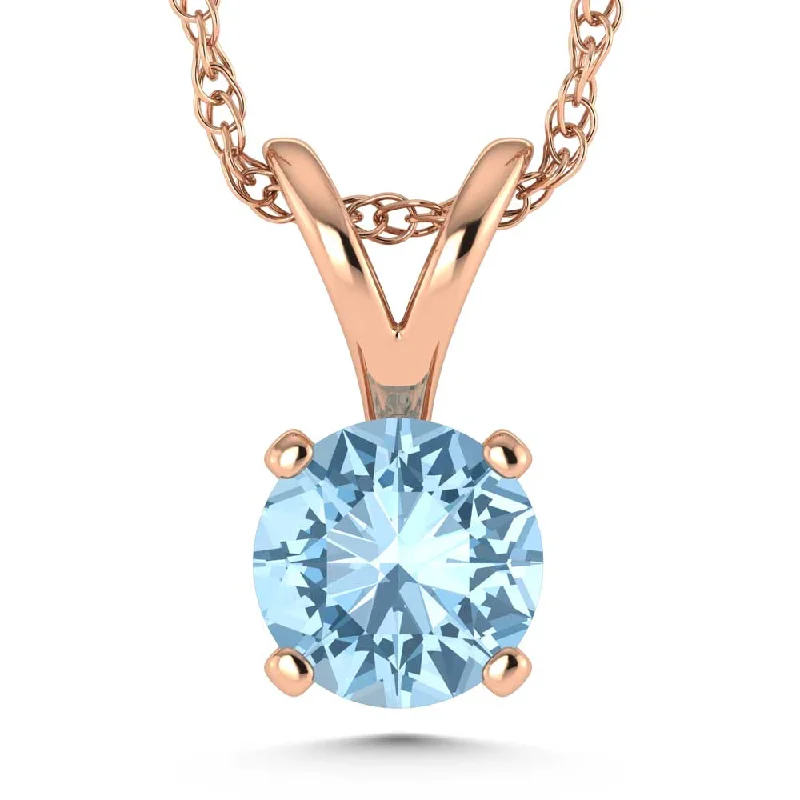 Women’s butterfly necklace-14K Rose Gold Lab Grown Blue Diamond 1 Ct.Tw. Solitaire Pendant