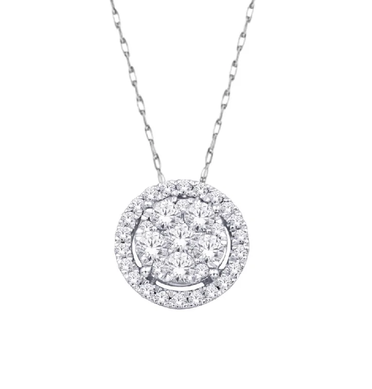 Women’s statement pendant necklace-14K White Gold 1/4 Ct.Tw. Diamond Flower Pendant