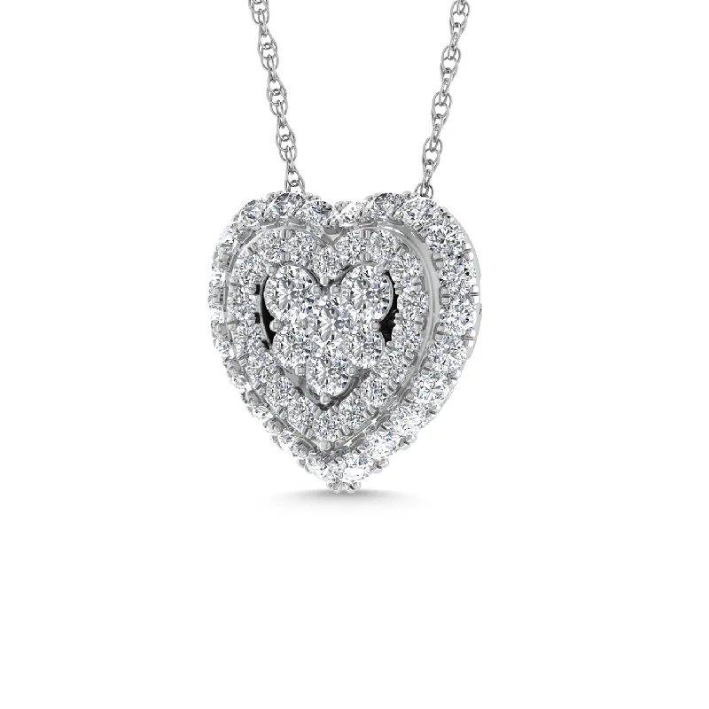 Women’s chunky necklace-Diamond 1/2 Ct.Tw. Cluster Fashion Pendant in 14K White Gold Gold