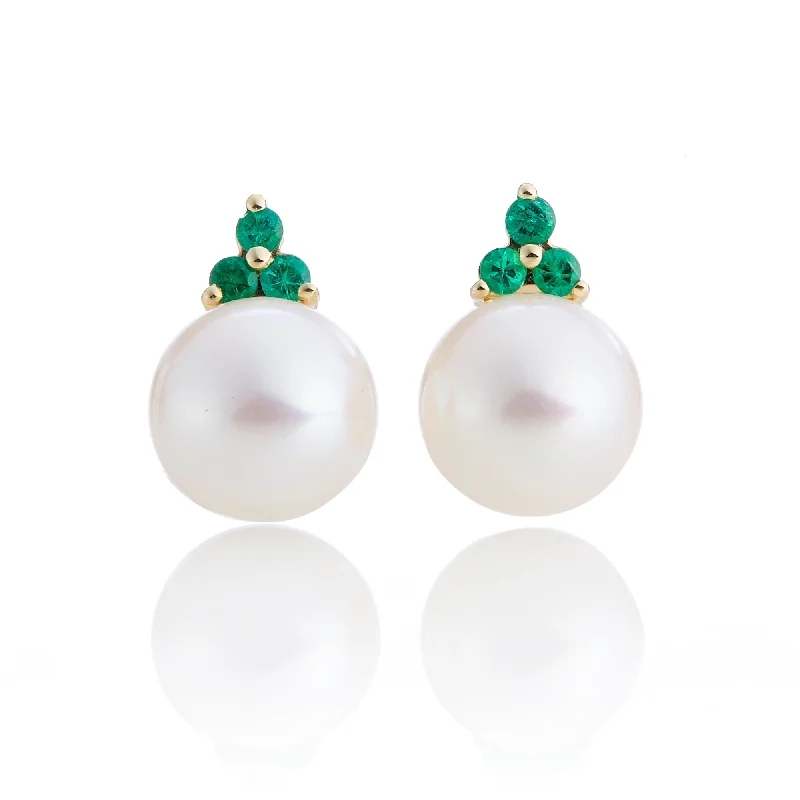 Women’s chandelier earrings-Madison Earrings in Pearls & Emeralds